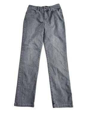 Gloria Vanderbilt Amanda Slim Straight Jeans Women 4 Short Charcoal Wash Stretch